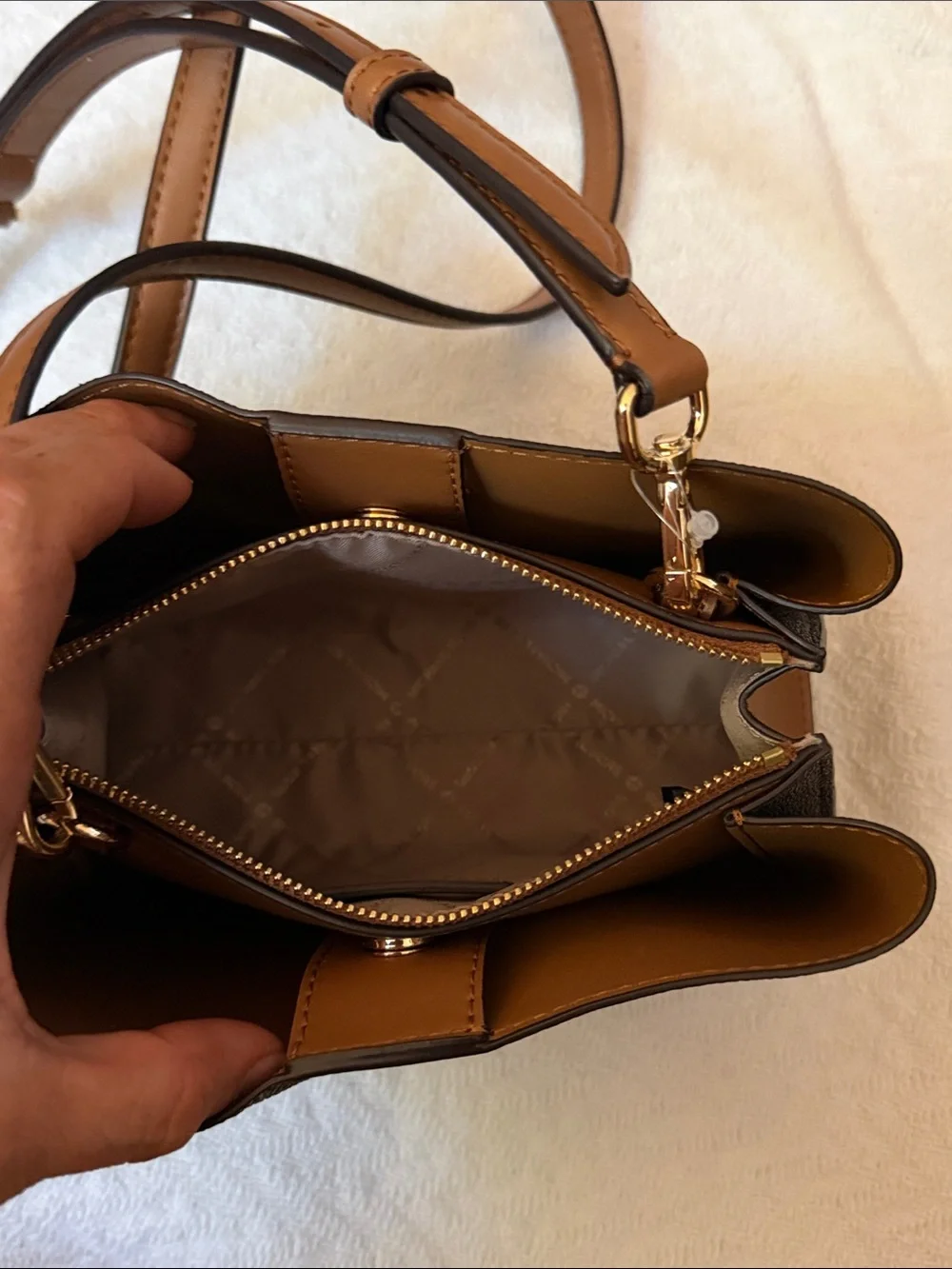 Michael Kors Brown Mini Logo Crossbody with Strap